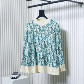 Classic Sweater With Monogram Jacquard Pattern And Round Neckline