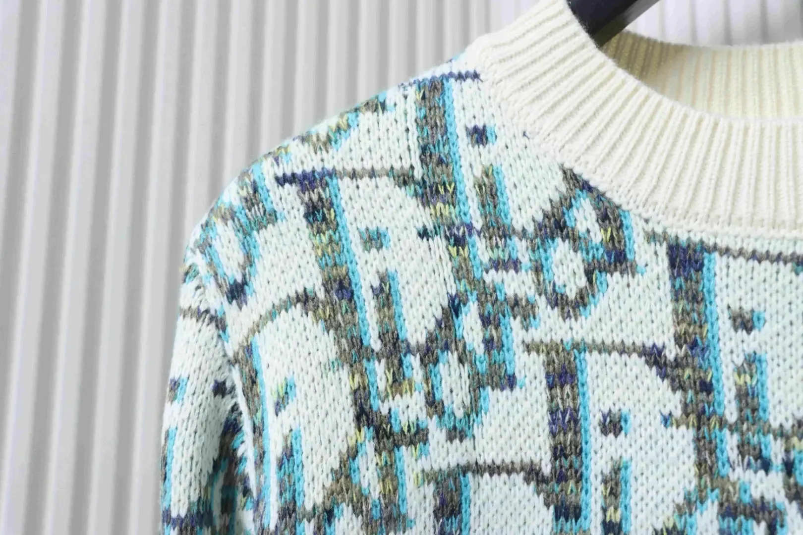 Classic Sweater With Monogram Jacquard Pattern And Round Neckline - Image 5