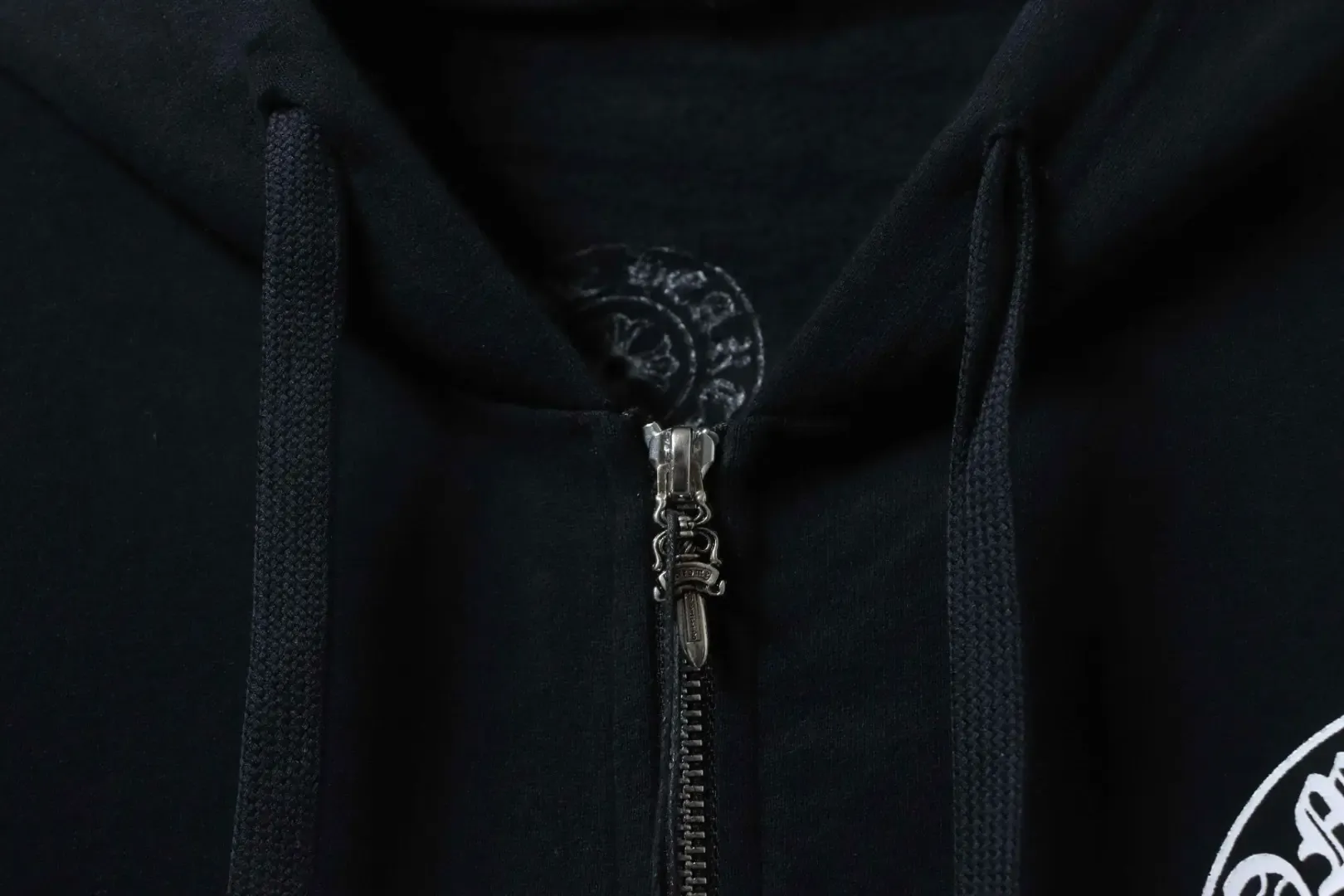 Classic Zip Up Jacket With Sanskrit Horseshoe Pattern - Image 5