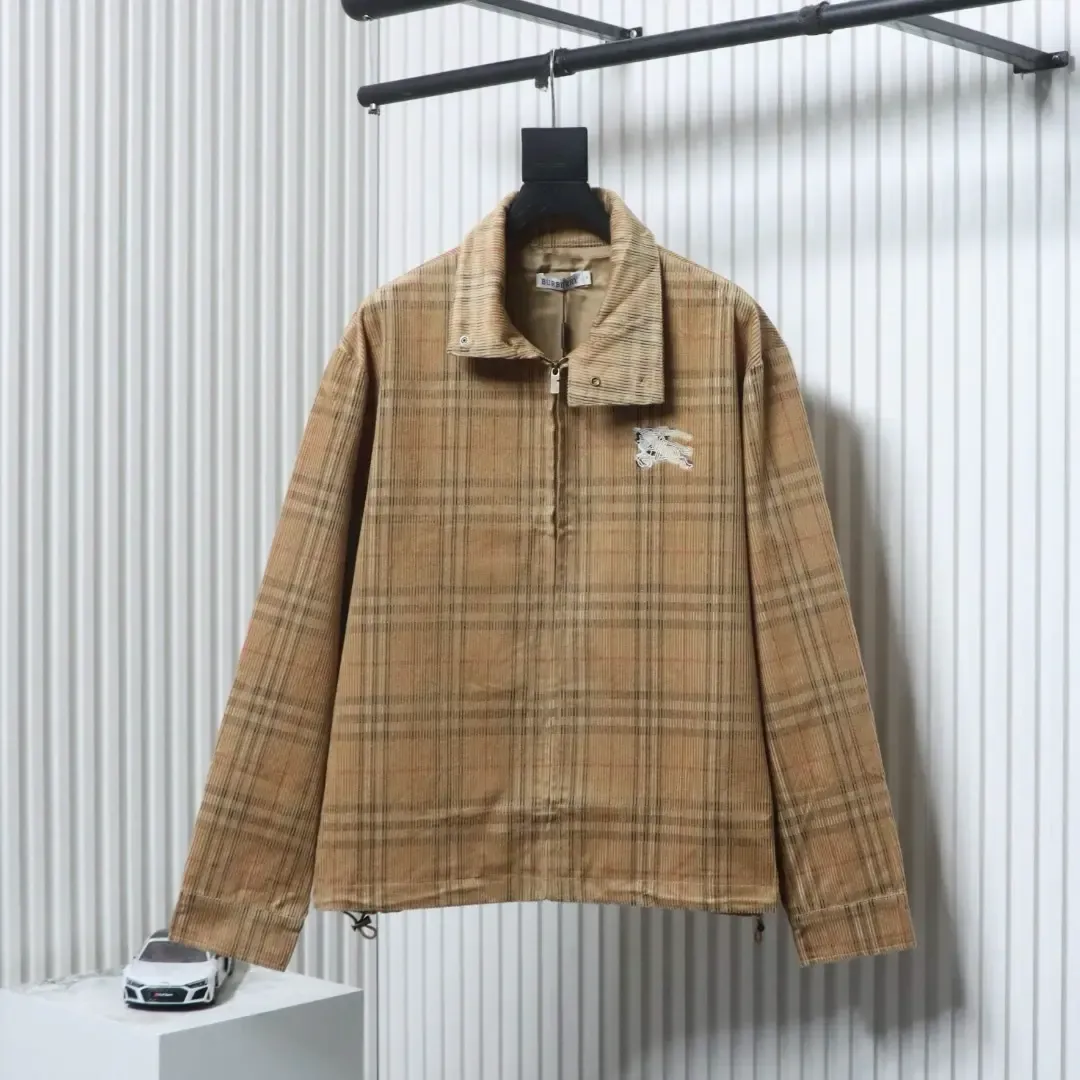 Corduroy Jacket With Check Pattern