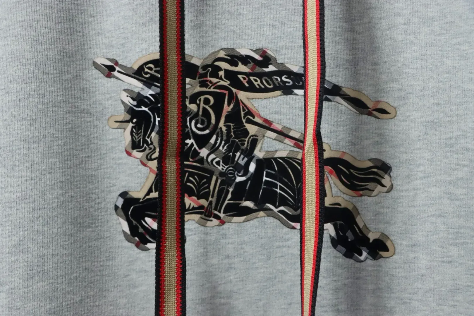 Hoodie With Checkered Warhorse Print And Flock Print XXL - Image 5