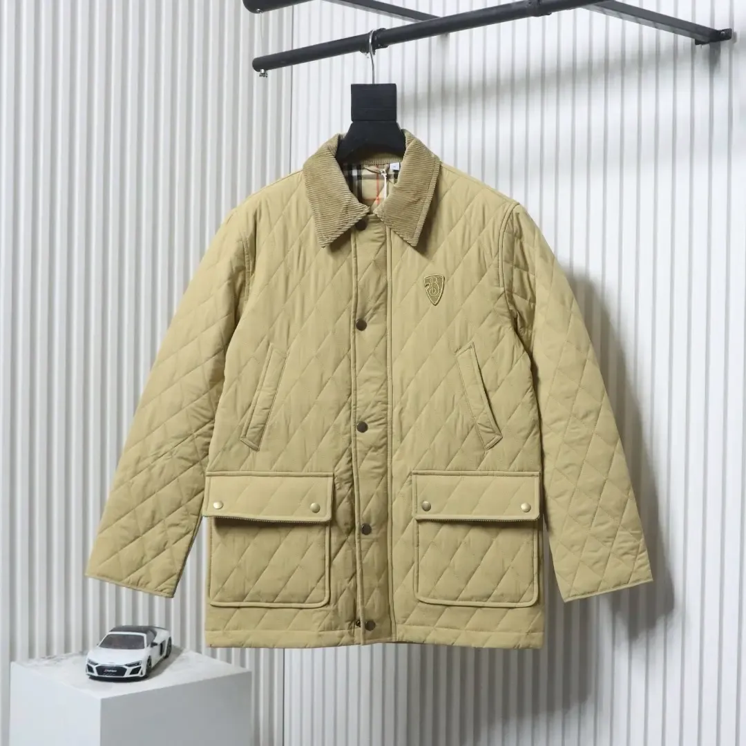 Jacket With Music Note Logo Diamond Pockets Cotton Coat - Image 11