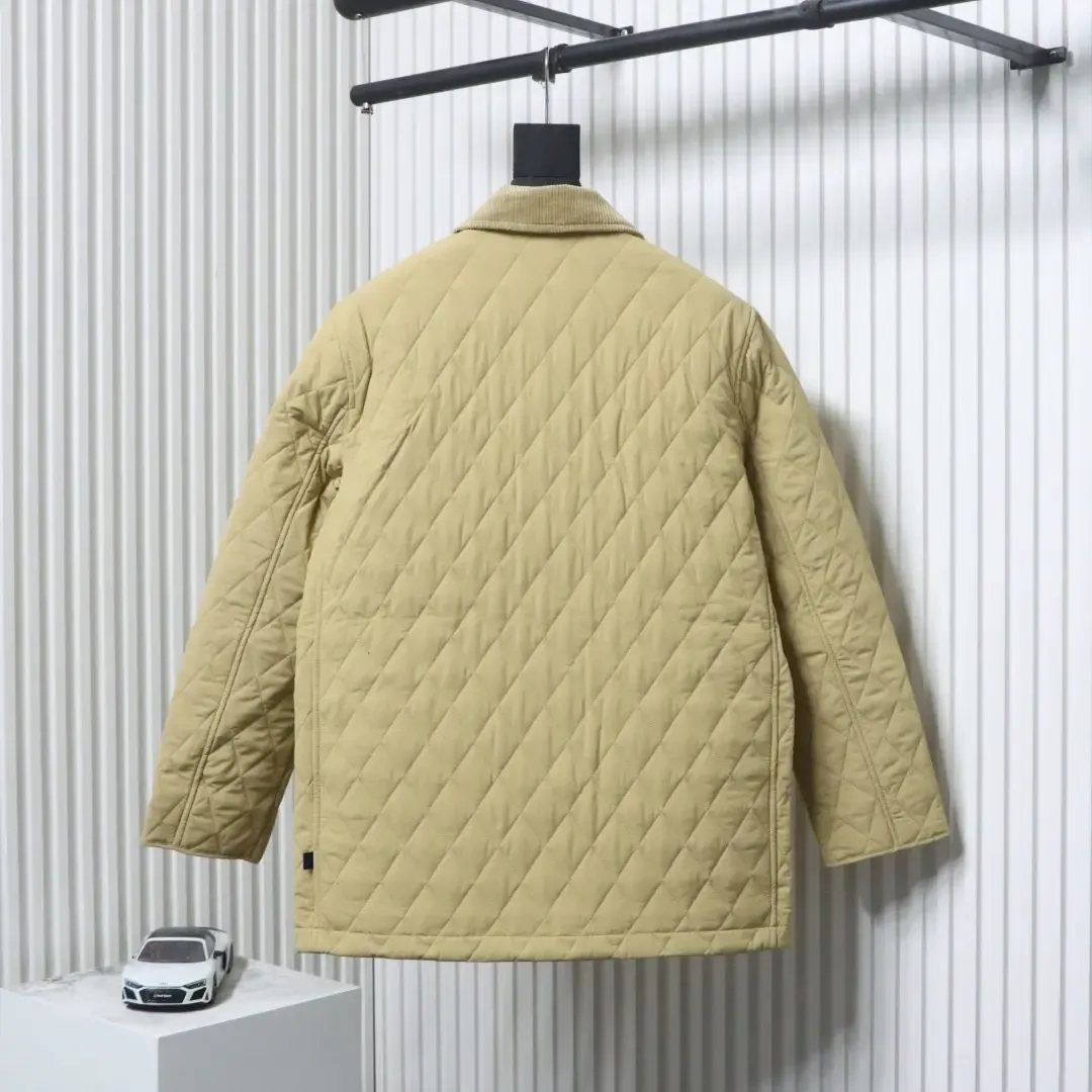 Jacket With Music Note Logo Diamond Pockets Cotton Coat - Image 12