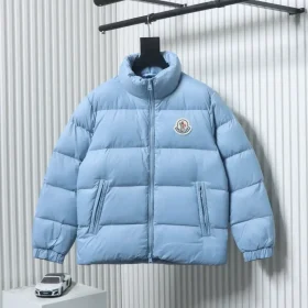 Moncler Down Jacket With Stand Up Collar And Patchwork Details Microlabel