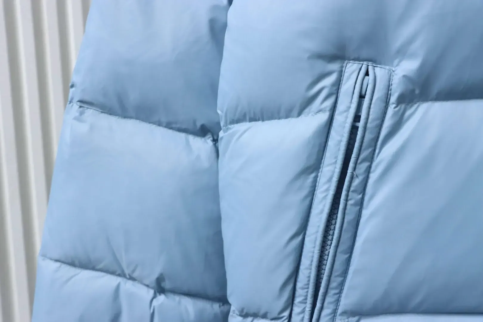 Moncler Down Jacket With Stand Up Collar And Patchwork Details Microlabel - Image 9