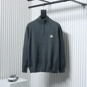 Moncler Mc Knit Sweater With Small Logo And Half Zipper XXL