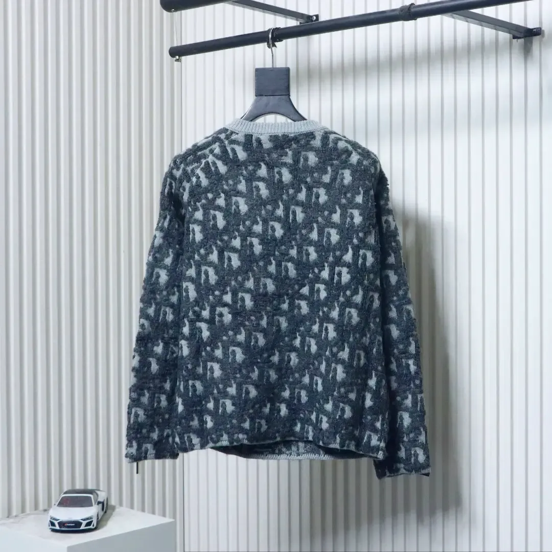 Monogrammed Jacquard Knit Pullover With Zipper Top - Image 2