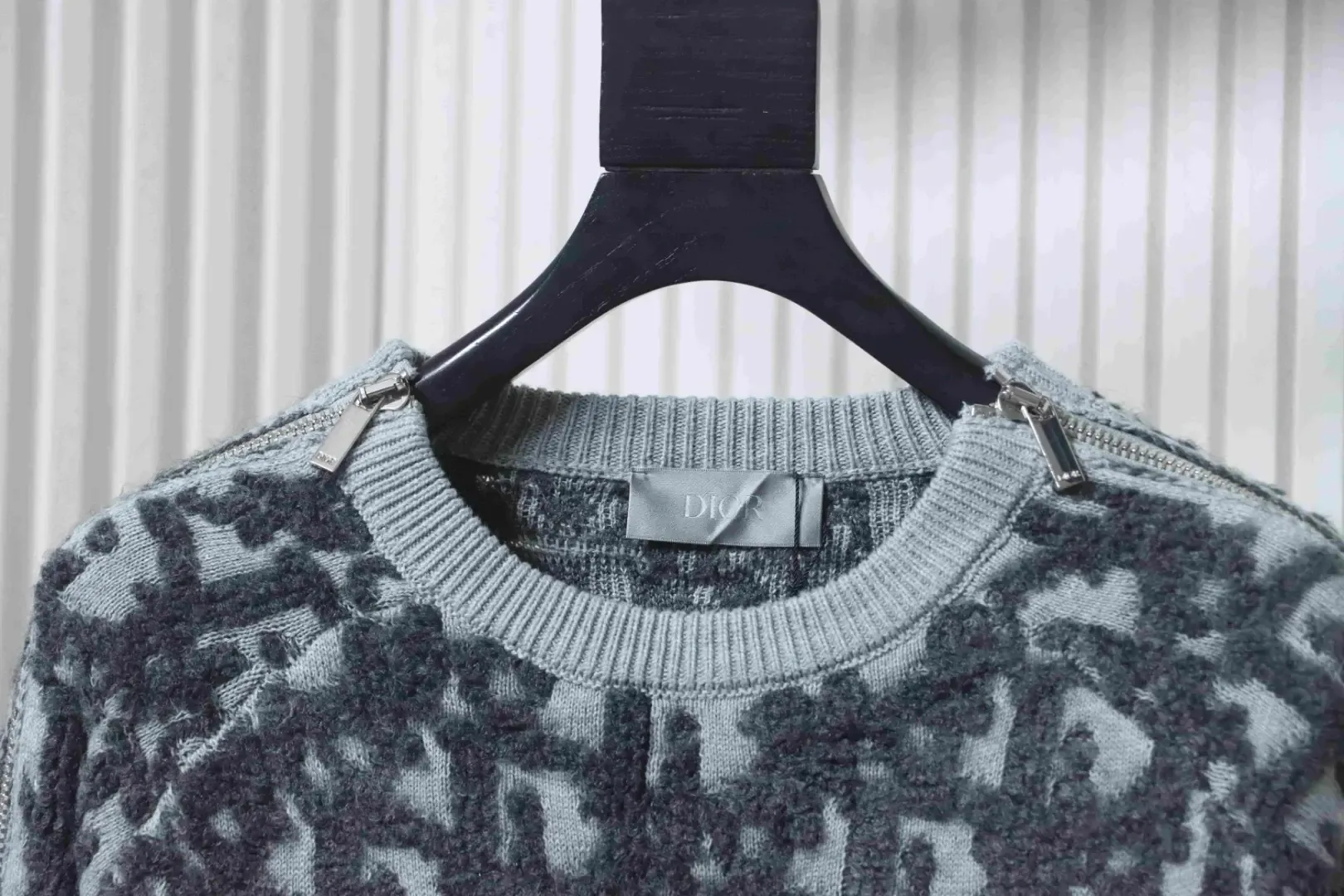 Monogrammed Jacquard Knit Pullover With Zipper Top - Image 3