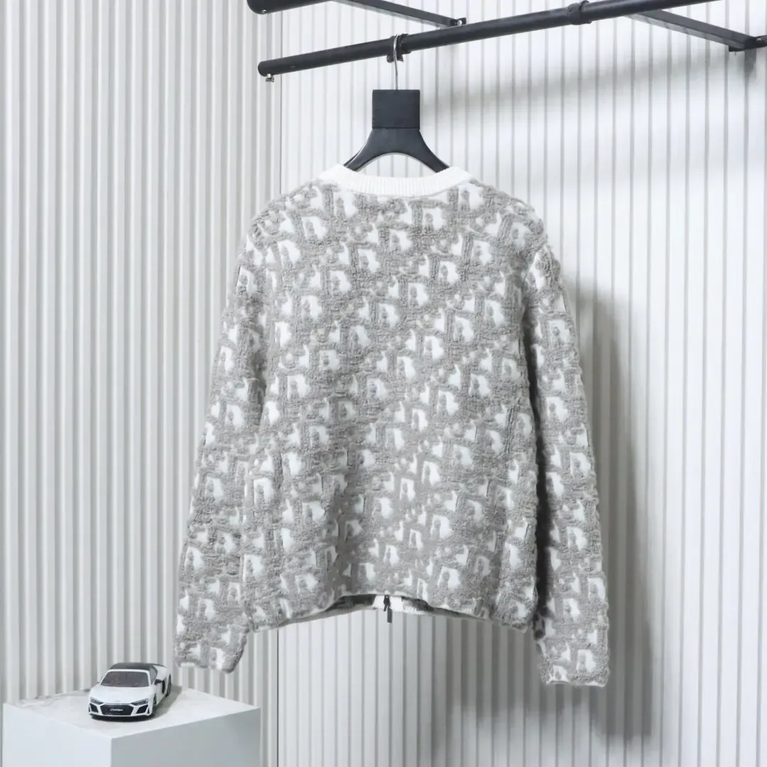 Monogrammed Jacquard Knit Sweater With Zipper - Image 2