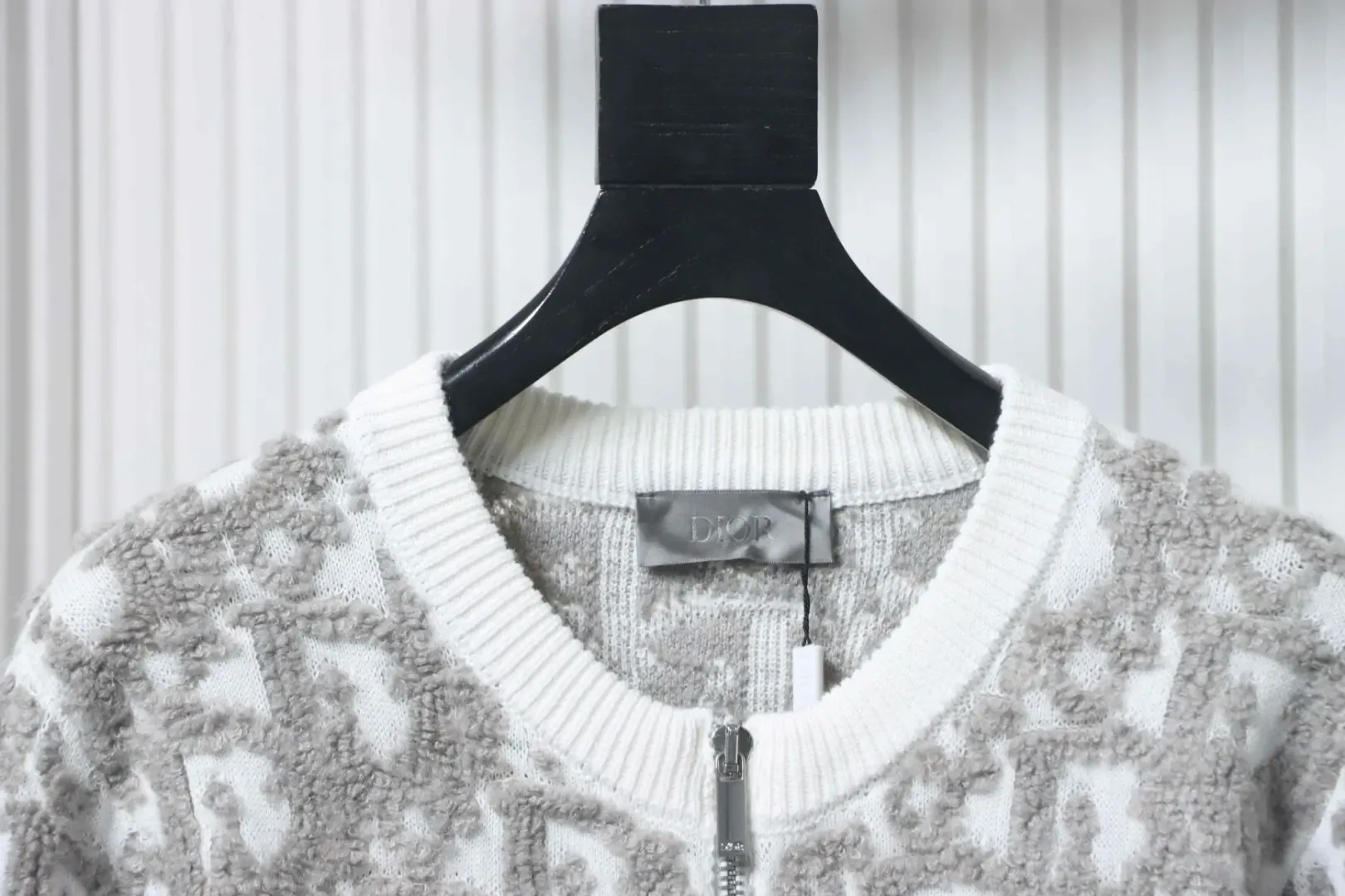 Monogrammed Jacquard Knit Sweater With Zipper - Image 3