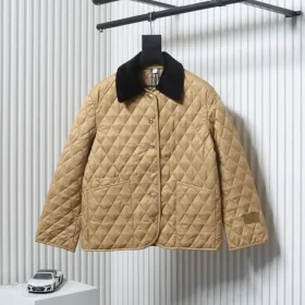 Quilted Stable Jacket With Corduroy Collar