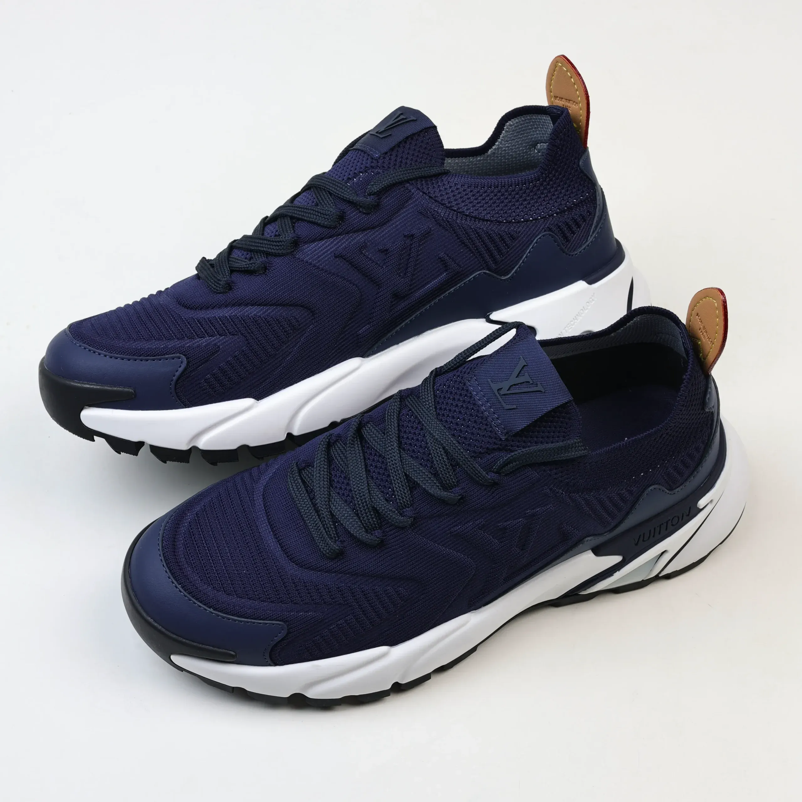 Runner Tatic Knitted Lace Up Sneakers In Blue And White - Image 7
