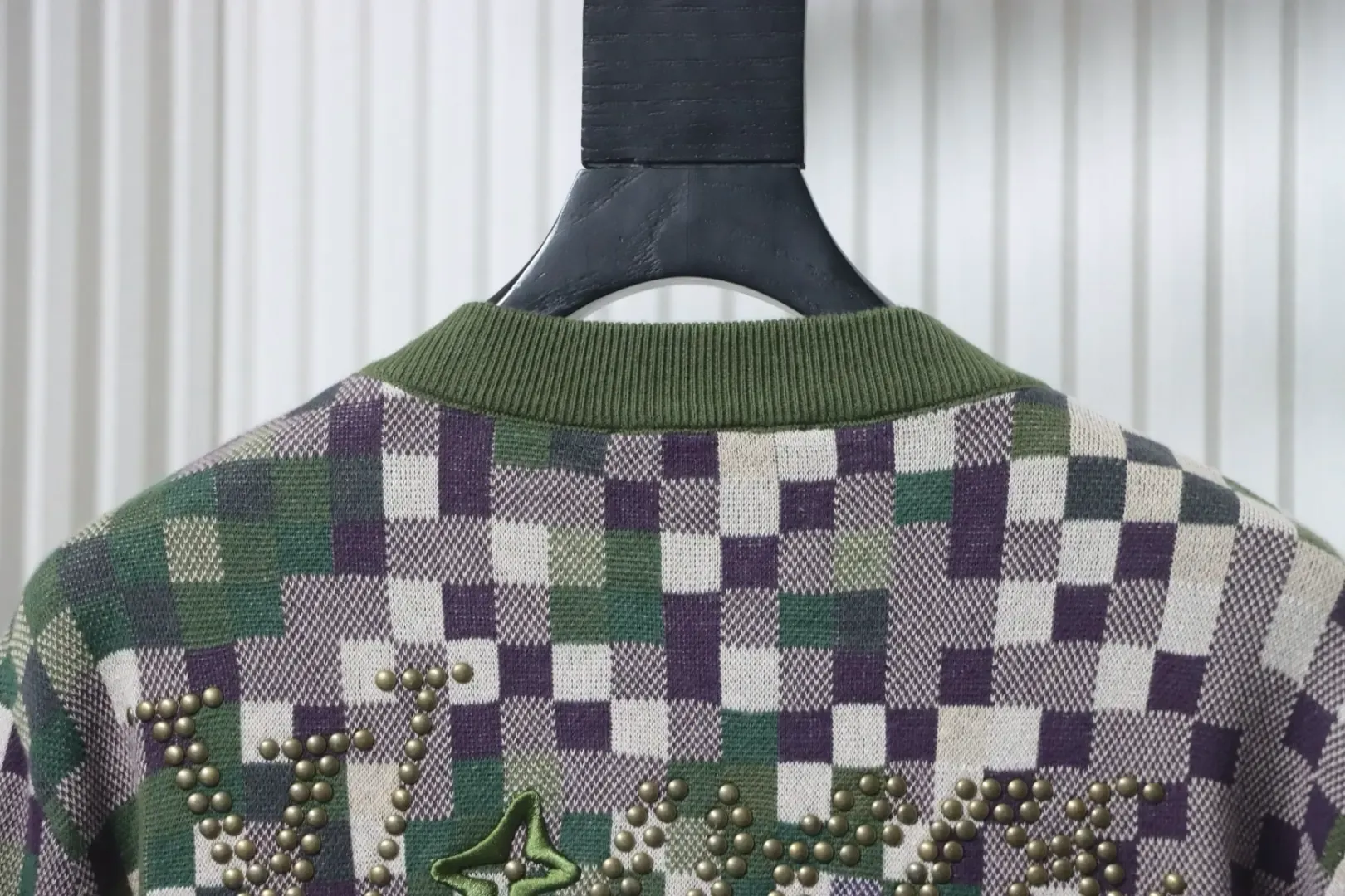 Sweater With Mosaic Pattern Round Neck And Back Studs - Image 6