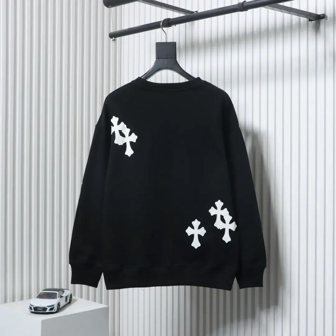 Sweatshirt With Leather Label Cross Embroidery And Round Neck - Image 2