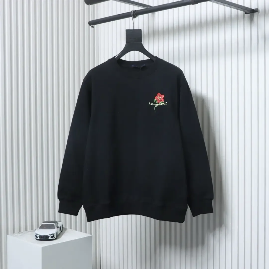 Sweatshirt With Sunflower Embroidery And Round Neck - Image 11