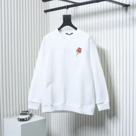 Sweatshirt With Sunflower Embroidery And Round Neck