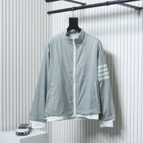 Tb Double Layered Leisure Jacket With Four-Ply Woven Stand Up Collar