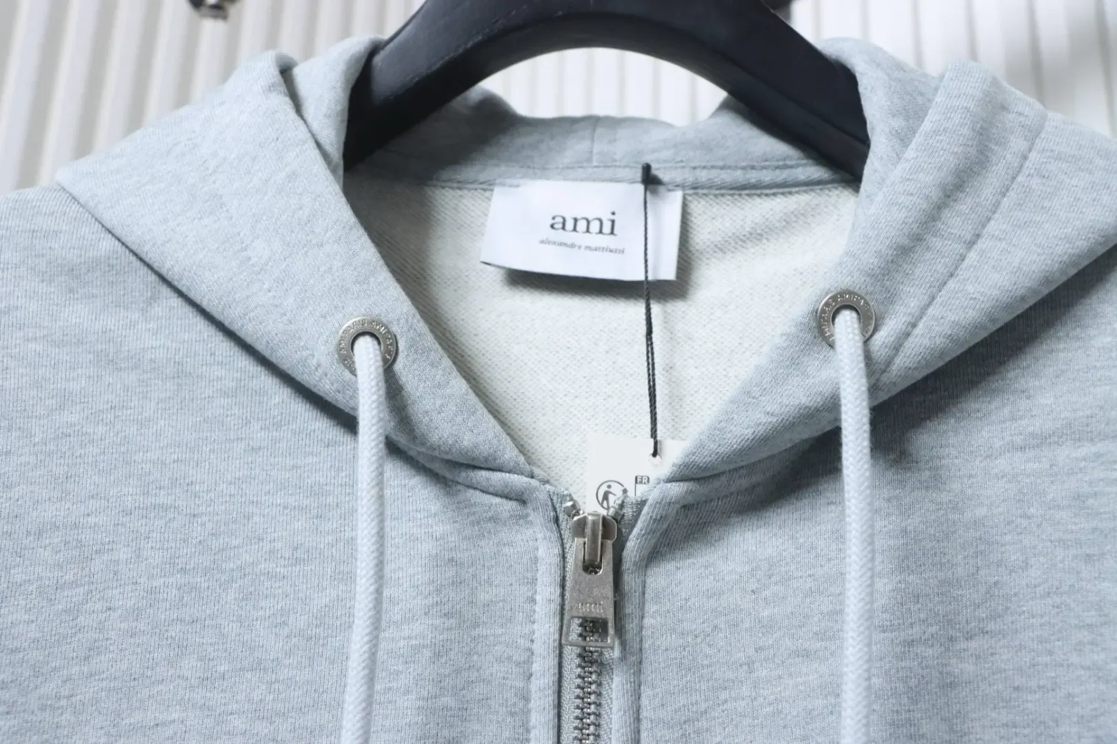 AMI Paris Hooded Jacket With Heart Embroidery And Zipper Closure - Image 5