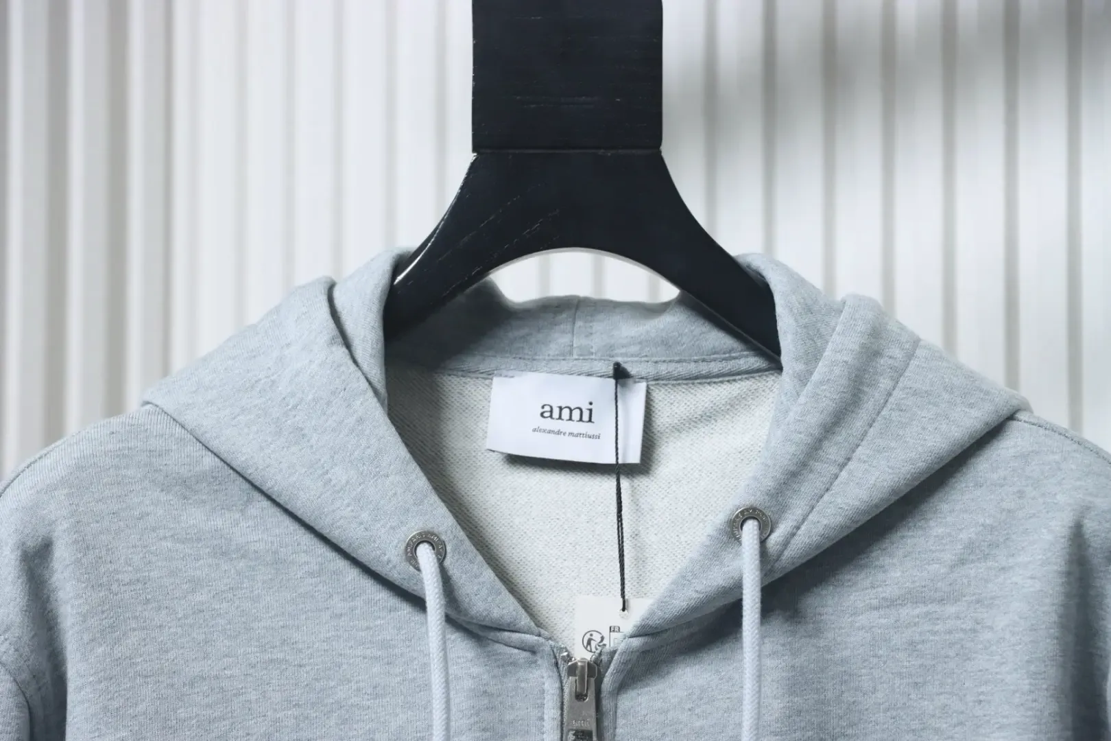 AMI Paris Hooded Jacket With Heart Embroidery And Zipper Closure - Image 7