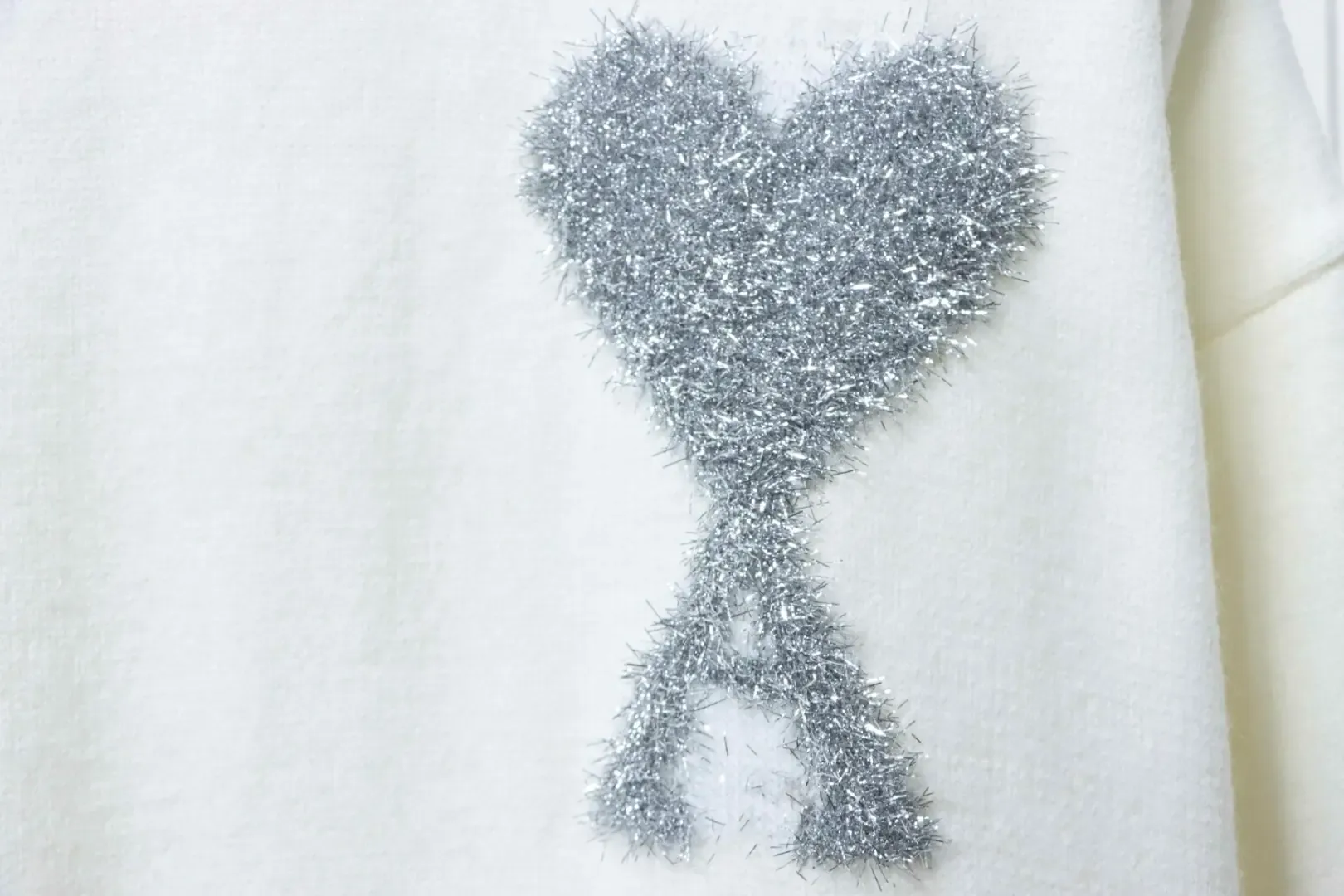 AMI Sweater In A Minimalist French Style With A Round Neckline And A Silver Heart Logo - Image 5