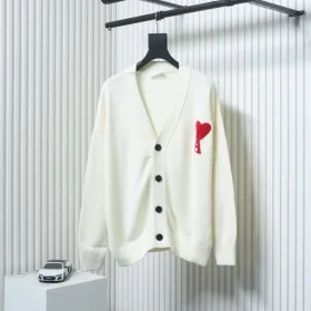 Ami 21Fw Cardigan With Heart Embroidery And Micro Logo