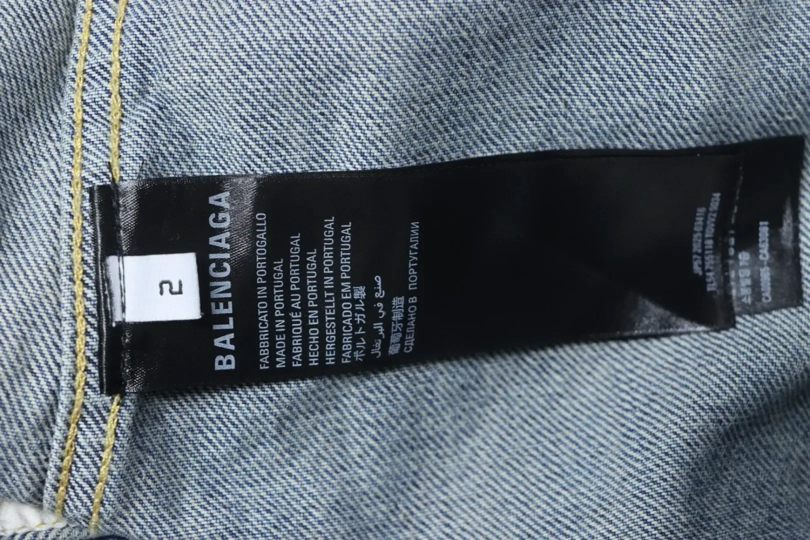 Balenciaga Denim Jacket In A Distressed Look With Circular Embroidered Ribbon Patchwork - Image 10