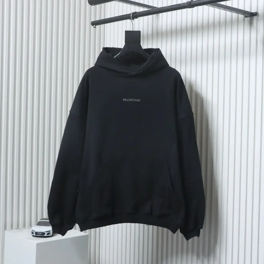 Balenciaga Hoodie With Rhinestone Embroidery - Image 2