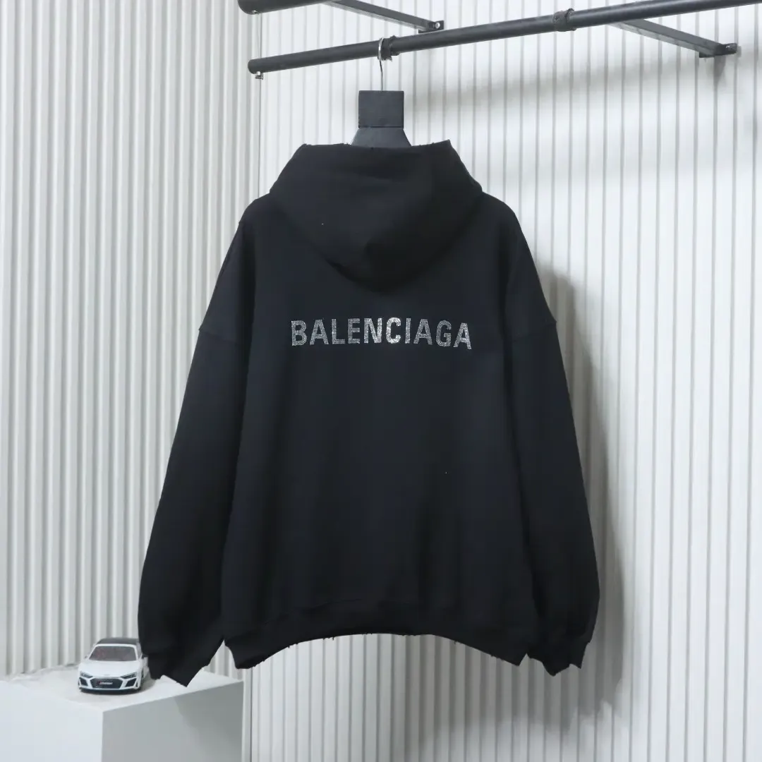 Balenciaga Hoodie With Rhinestone Embroidery