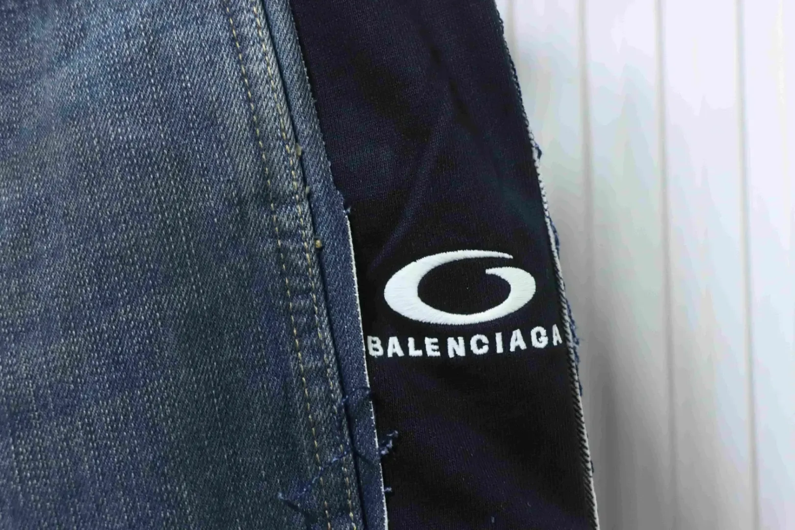 Balenciaga Jeans With A Cut Out Patchwork Design And Circular Embroidery - Image 5