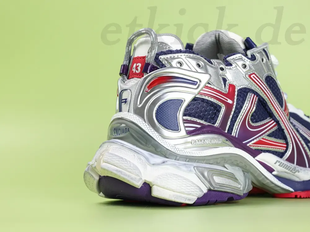 Balenciaga Mens Running Shoes With A Gradient Color Design In Navy Blue Red And Gray - Image 6