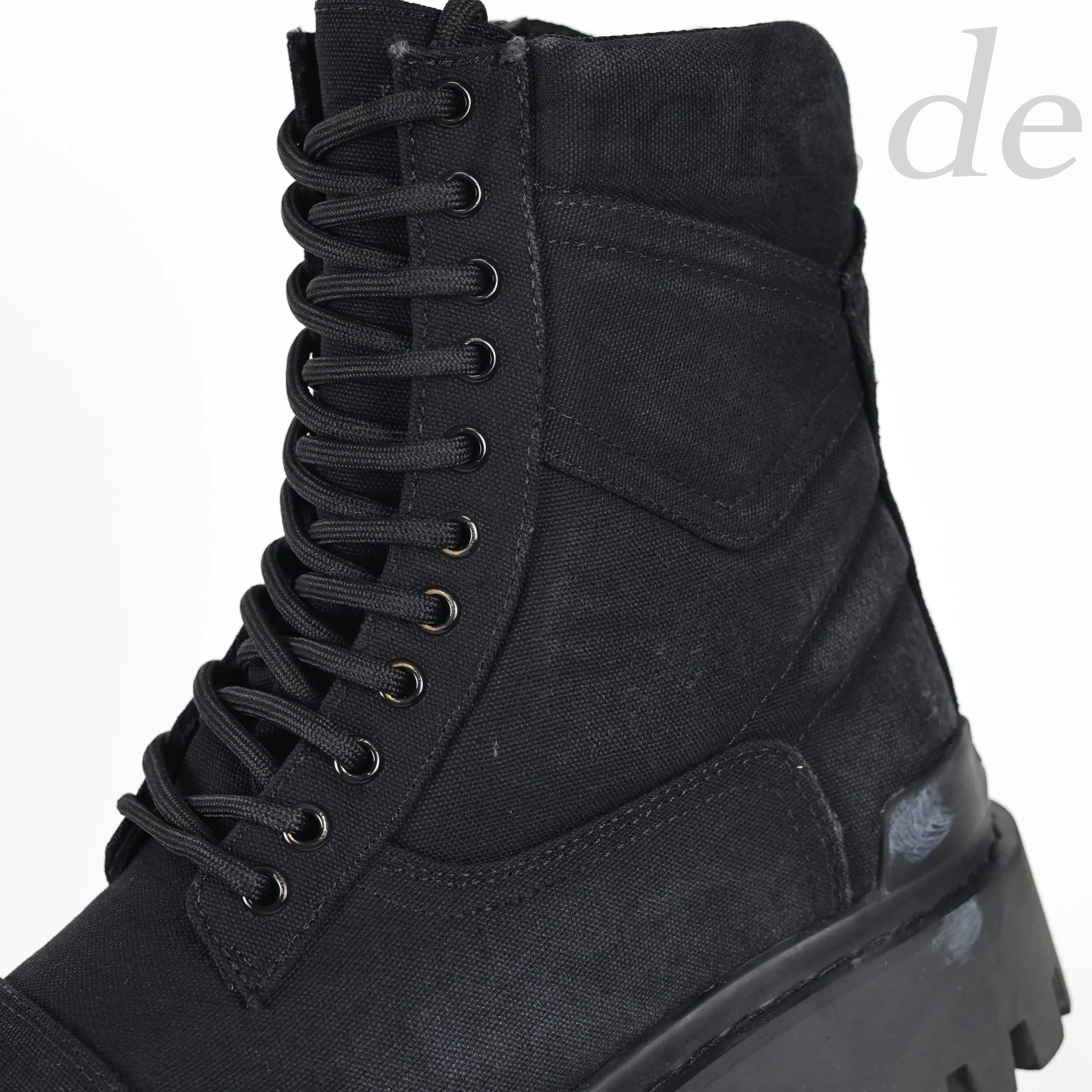 Balenciaga Strike Platform Combat Boots Distressed Look Black - Image 11