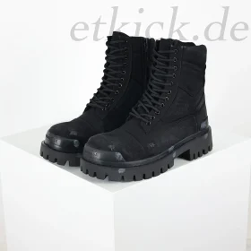 Balenciaga Strike Platform Combat Boots Distressed Look Black