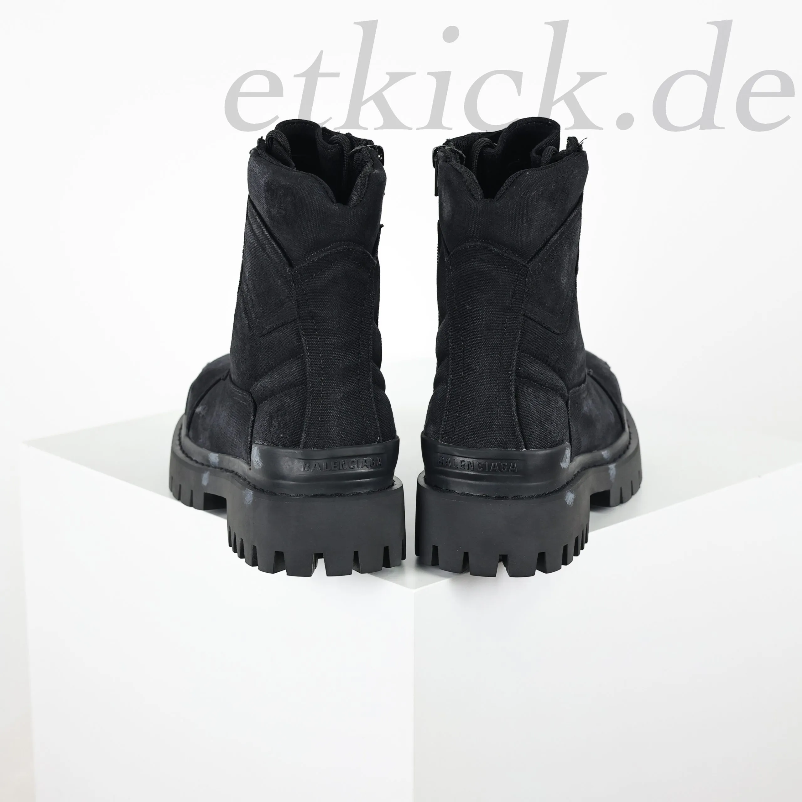 Balenciaga Strike Platform Combat Boots Distressed Look Black - Image 6