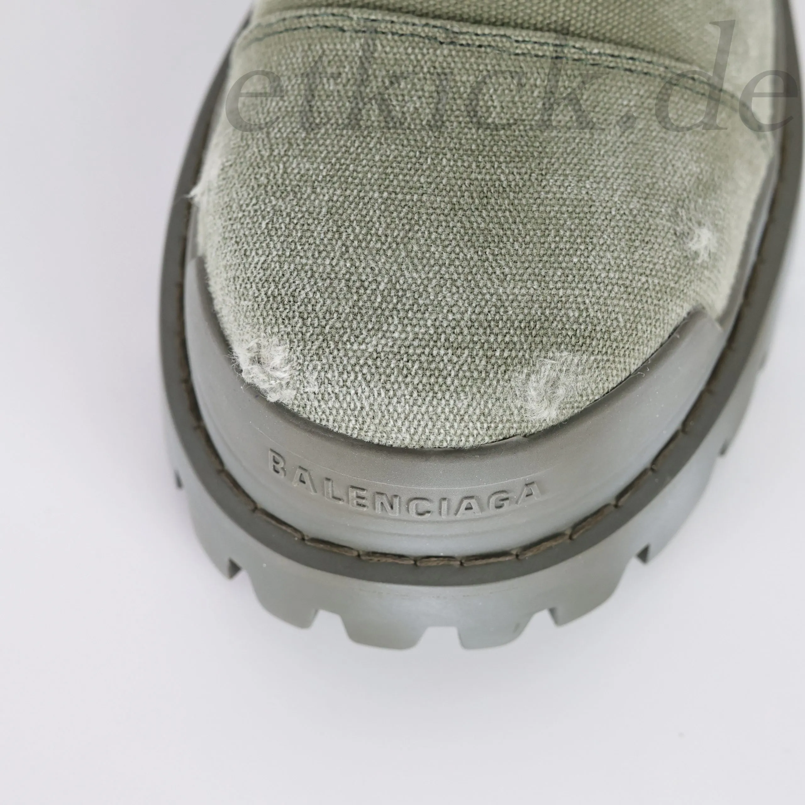 Balenciaga Strike Platform Combat Boots Distressed Look In Military Green - Image 8