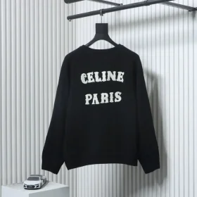 Celine Arc De Triomphe And Letter Terry Embroidered Crew Neck Sweater