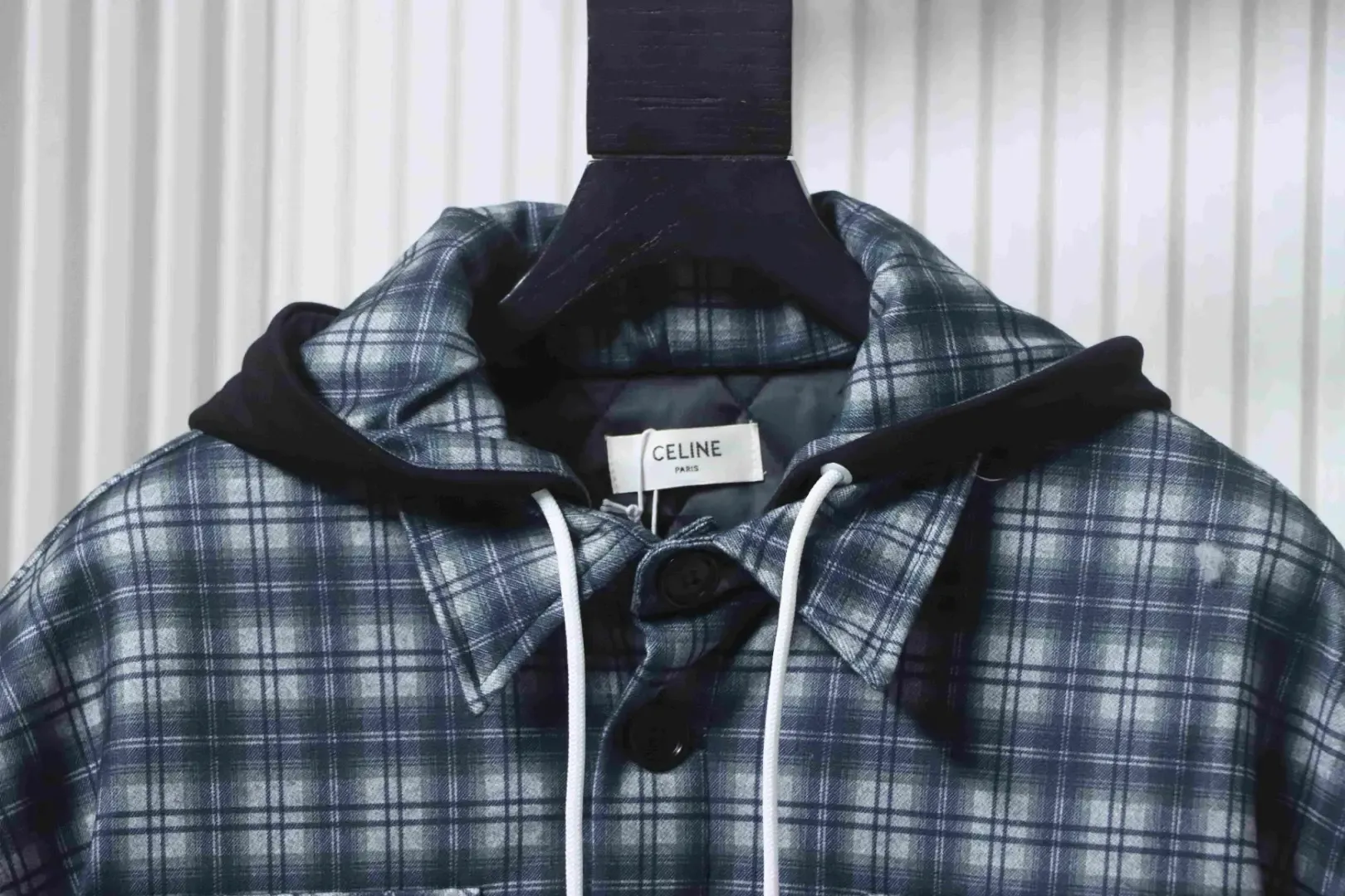 Celine Checked Cashmere And Cotton Coat With Hood - Image 3