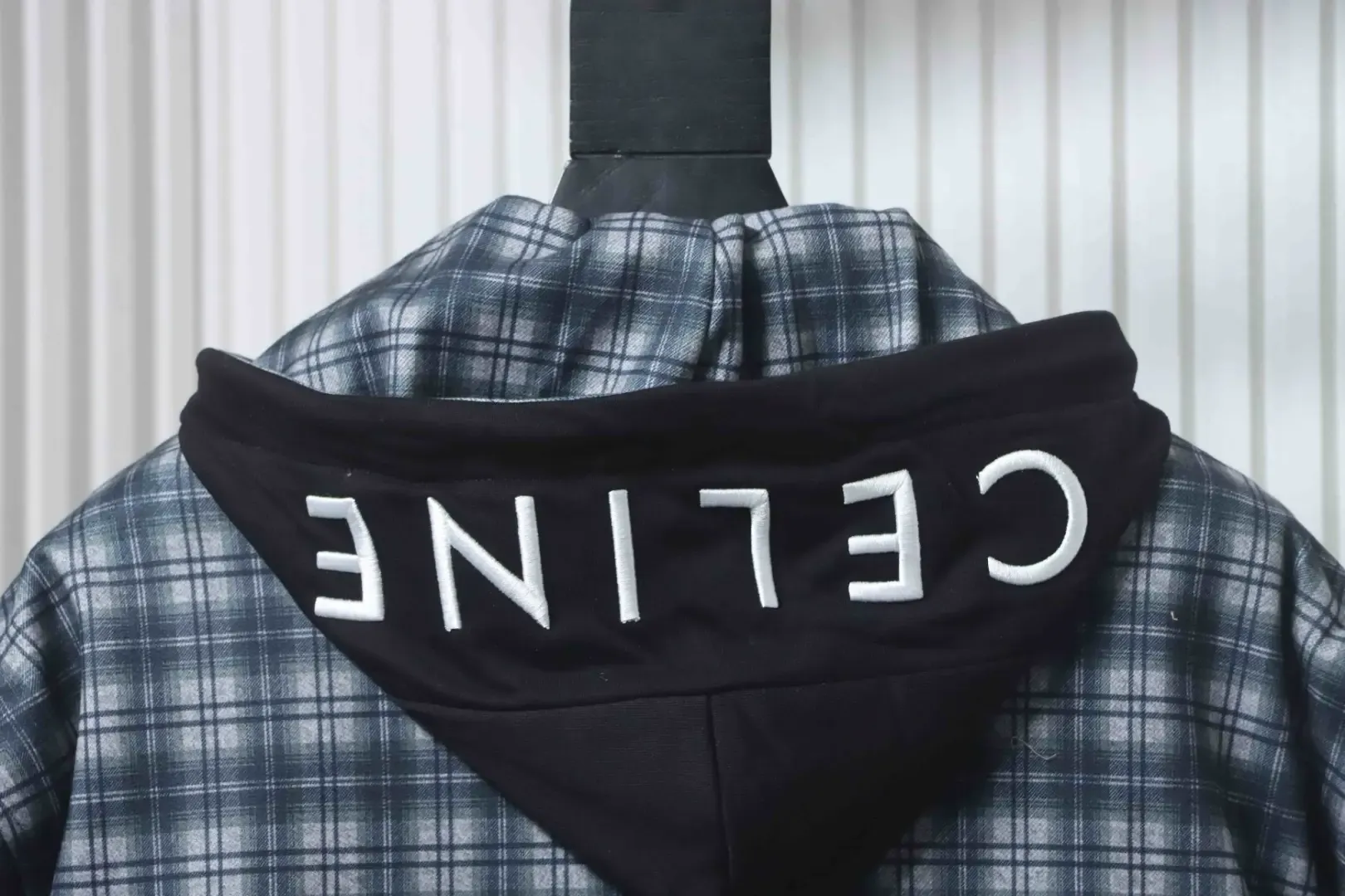 Celine Checked Cashmere And Cotton Coat With Hood - Image 4