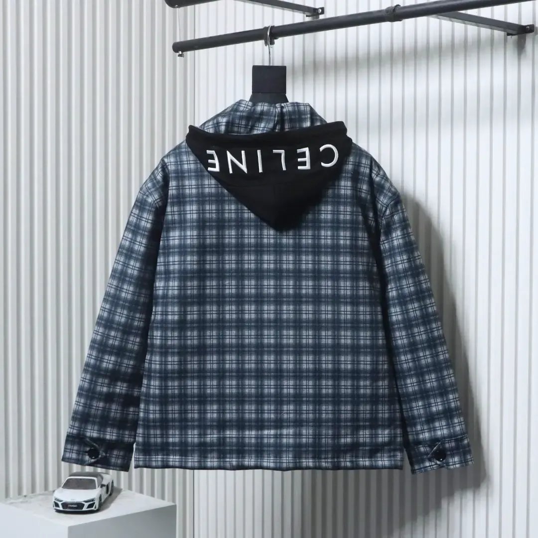 Celine Checked Cashmere And Cotton Coat With Hood