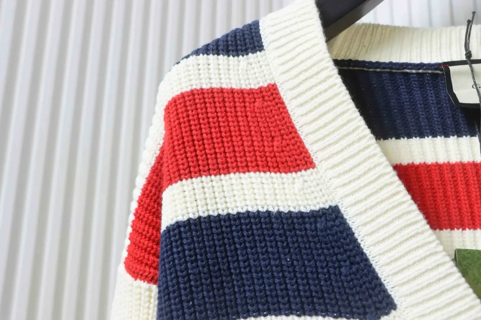 Color Blocked Striped Knitted Cardigan - Image 6