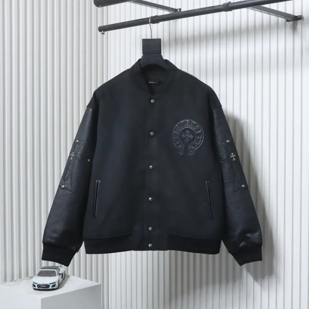 Cross Patchwork Baseball Jacket - Image 13