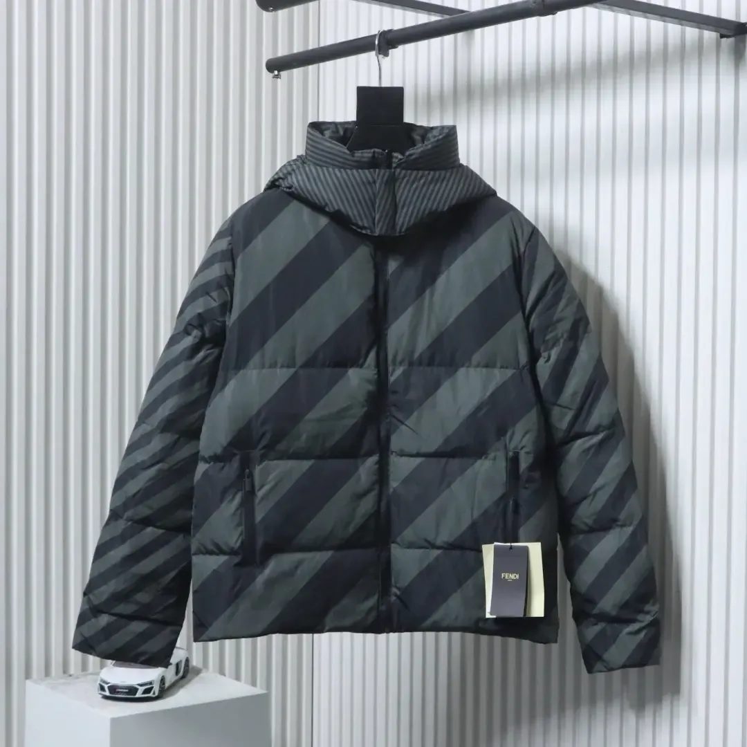 FD Reversible Down Jacket With Hood And FF Monogram - Image 11
