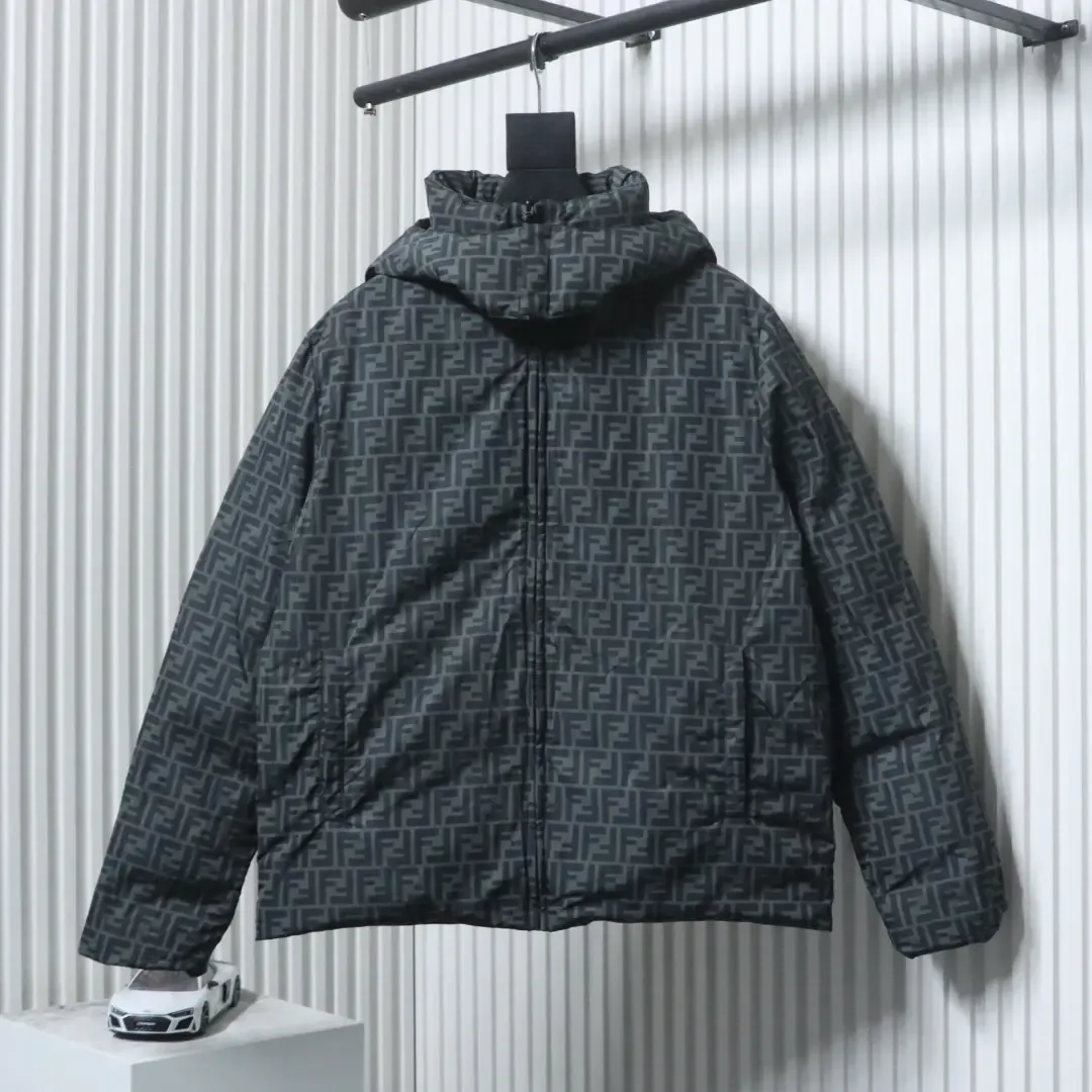 FD Reversible Down Jacket With Hood And FF Monogram - Image 13