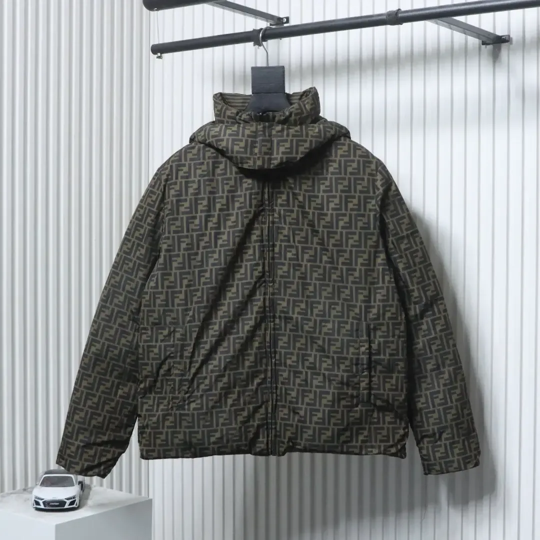 FD Reversible Down Jacket With Hood And FF Monogram - Image 3