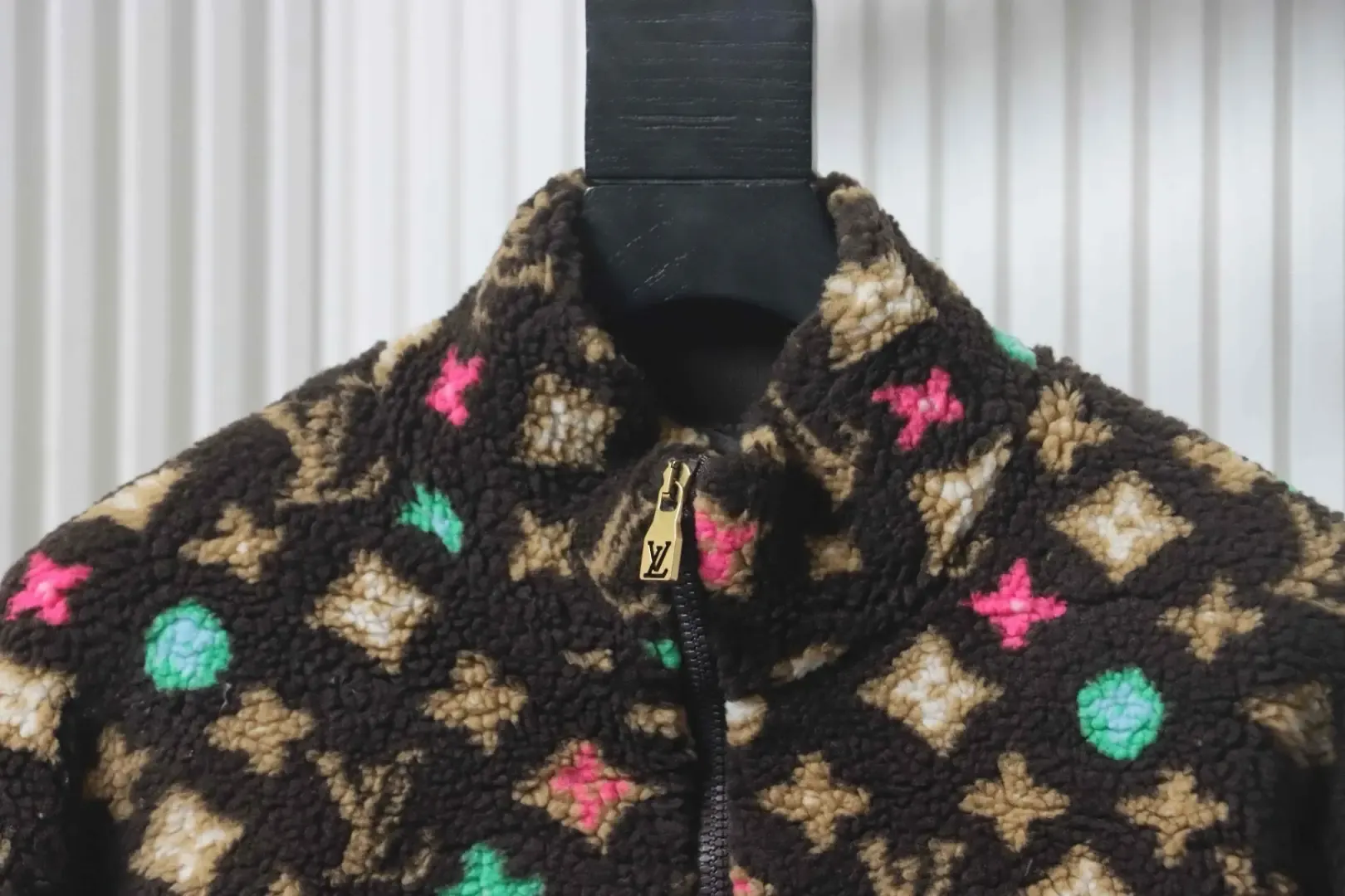 Fleece Jacket With All-Over Monogram Print And Zip Fastening - Image 3