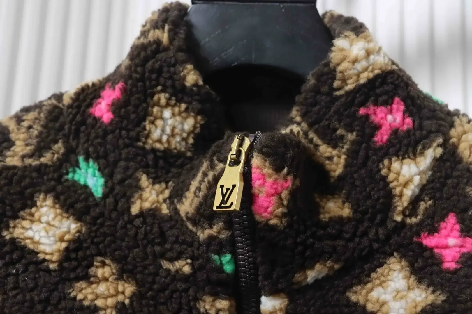 Fleece Jacket With All-Over Monogram Print And Zip Fastening - Image 7