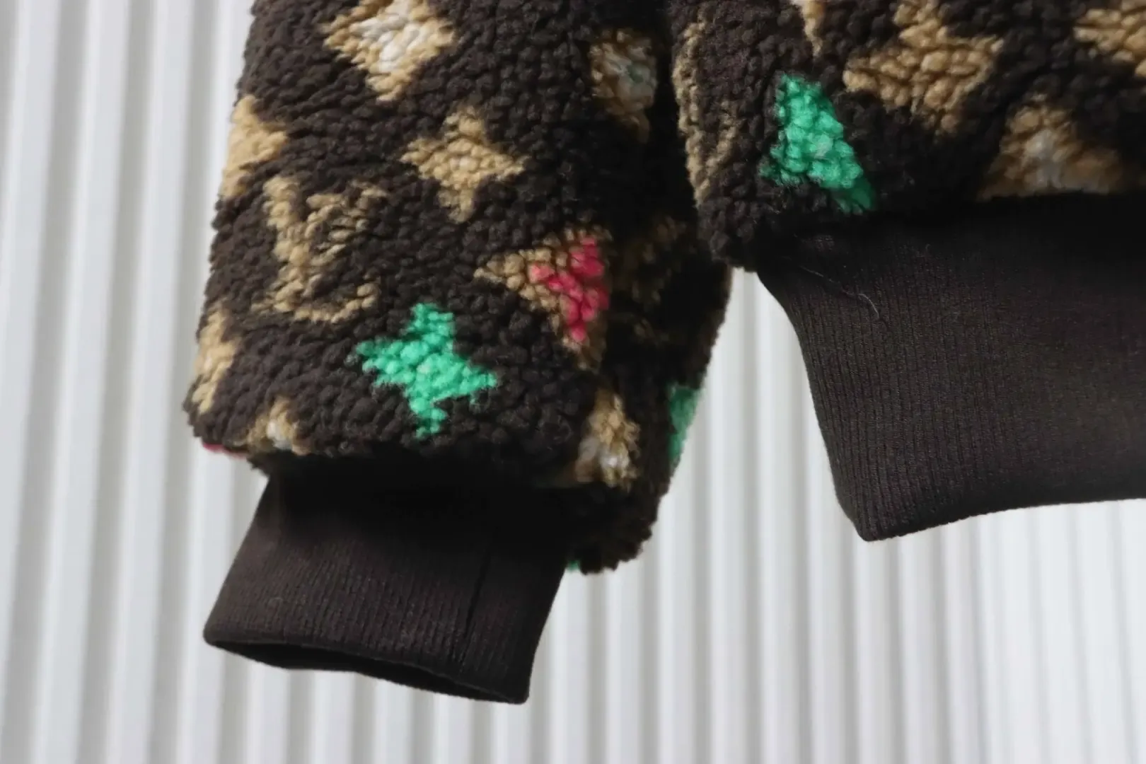 Fleece Jacket With All-Over Monogram Print And Zip Fastening - Image 8