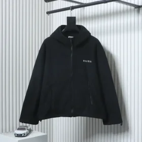 Fleece Jacket With Hood And Zipper, Embroidered Logo