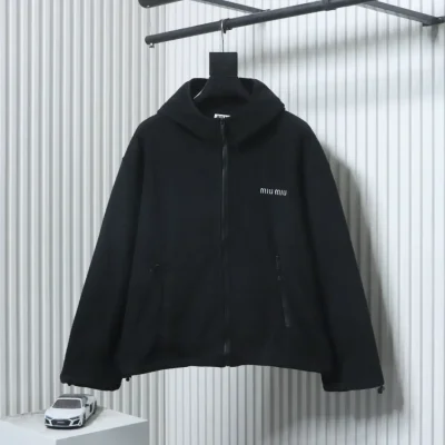 Fleece Jacket With Hood And Zipper, Embroidered Logo - etkick reps