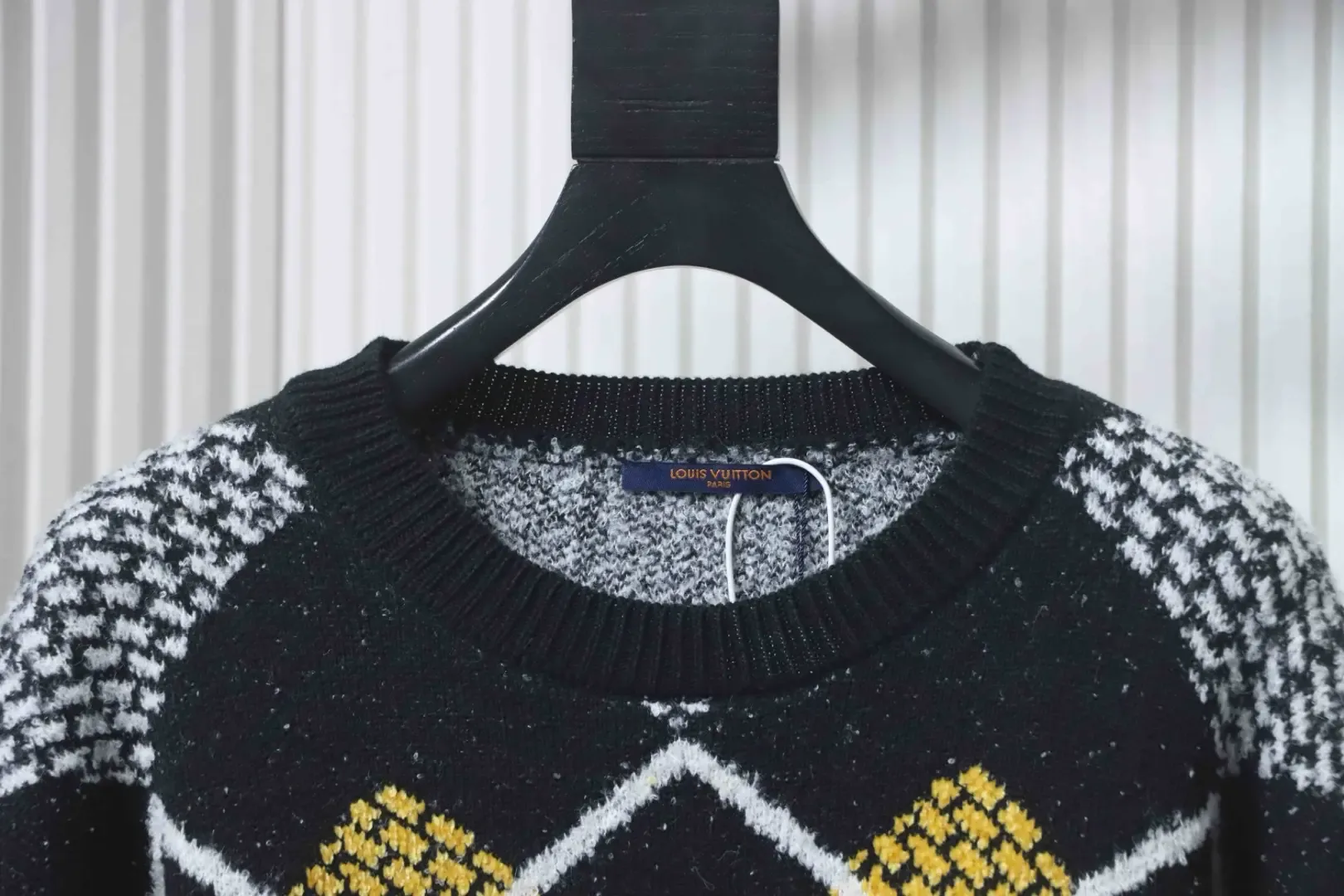 Knit Sweater With Checkerboard Pattern And Geometric Structure - etkick reps