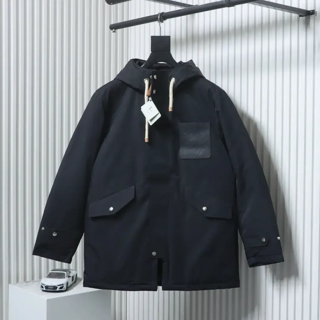 Midi Length Down Jacket With Hood And Leather Label M-XXXL - Image 13